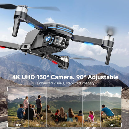 Drone w/ Camera 4K Brushless Motor Mini Foldable RC Drones Propeller Guards Voice Control, Anti-Lost Alarm