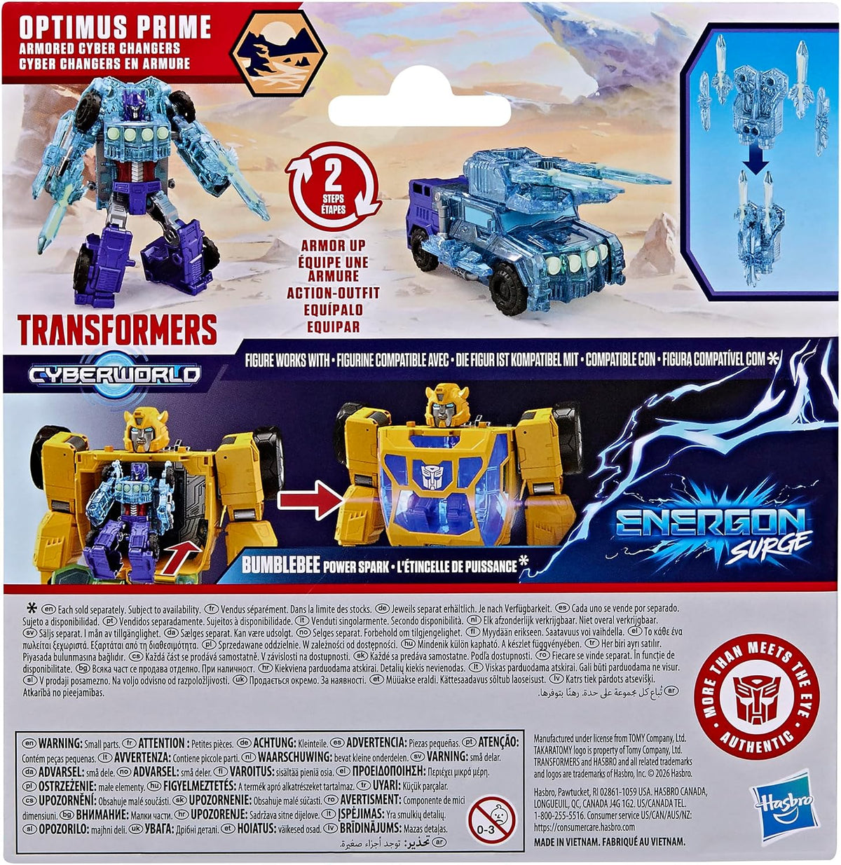 Transformers CYBERWORLD Optimus Prime Armored Cyber Changers Energon Surge