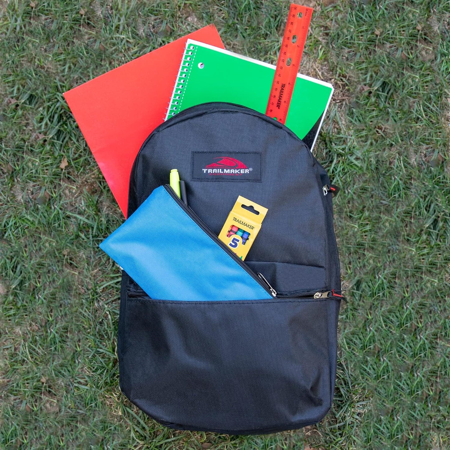 Bundle 17" Black  Backpack w/ School Supplies - 20 Pcs Back to School Supplies