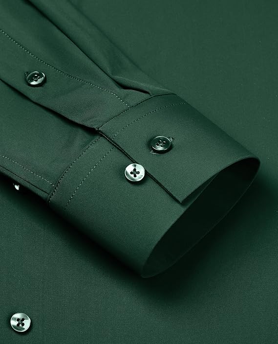 Mans Langmou Slim Fit, Spiervas, Kreukelvry, Knoop-af Rekbaar