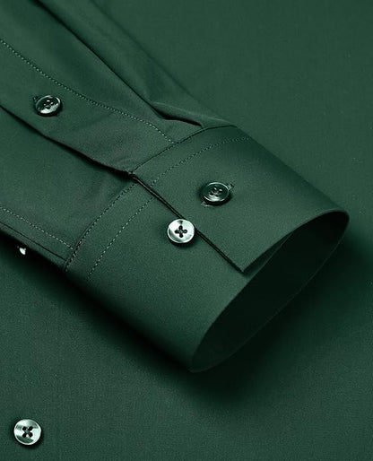 Mans Langmou Slim Fit, Spiervas, Kreukelvry, Knoop-af Rekbaar