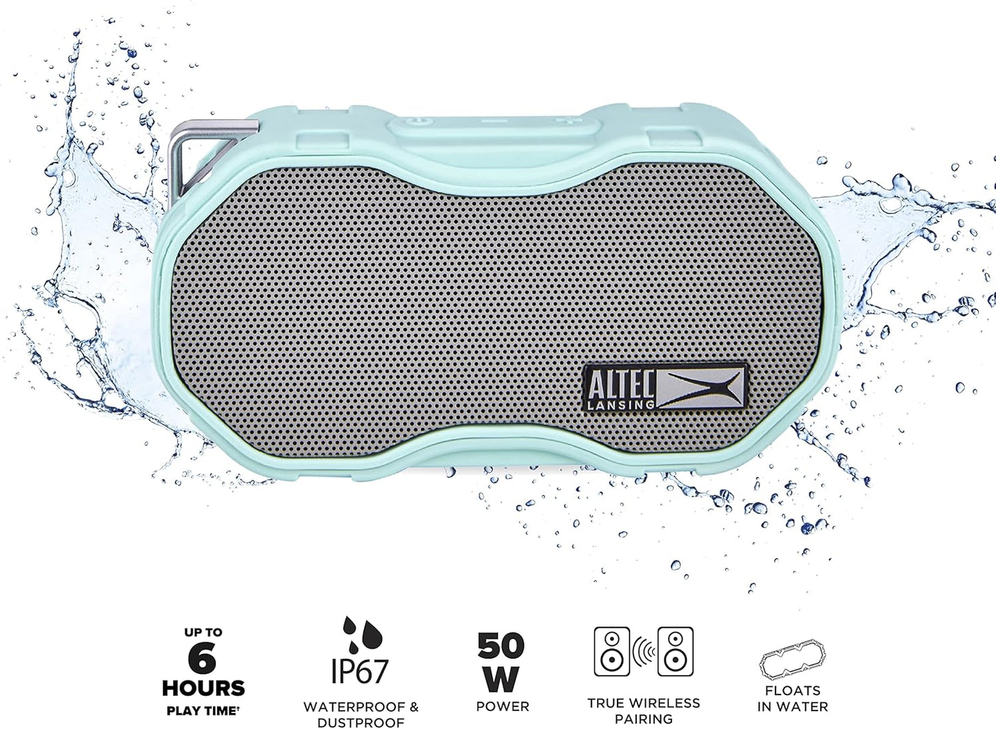 Altec Lansing Baby Boom XL - Waterdigte Bluetooth-luidspreker, Draadlose en Draagbare Luidspreker vir Reis- en Buiteluggebruik, Diep Bas en Harde Klank, 2 Pak, Munt