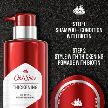 Old Spice Thickening 2-in-1 Men's Shampoo and Conditioner with Biotin and Invigorating Menthol (2PK)