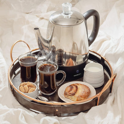 Mixpresso Klein Perkolator Koffiepot Elektries 4 Koppies, Vlekvrye Staal Koffiemaker, Koffieperkolator Elektries Met Warmhou-funksie, 4 Koppies Vlekvrye Staal Perkolator Met Mandjie