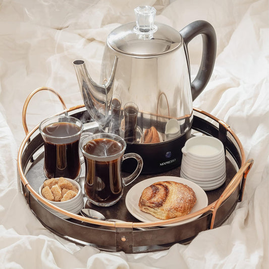 Mixpresso Klein Perkolator Koffiepot Elektries 4 Koppies, Vlekvrye Staal Koffiemaker, Koffieperkolator Elektries Met Warmhou-funksie, 4 Koppies Vlekvrye Staal Perkolator Met Mandjie
