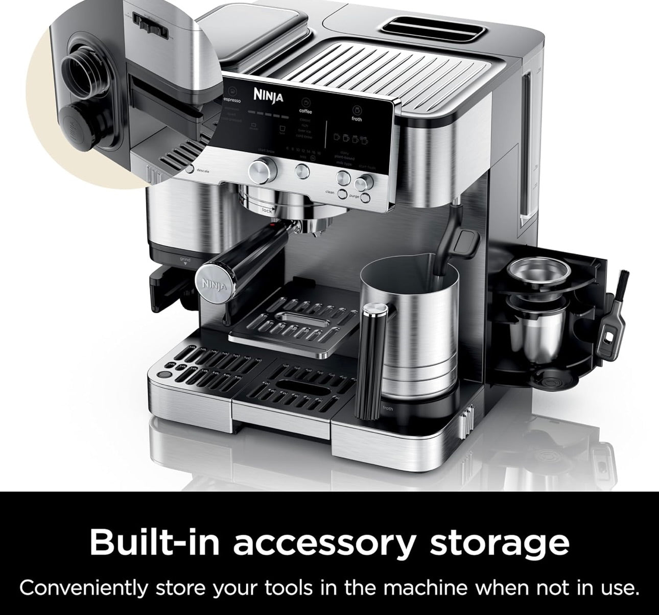 Ninja Espresso Machine, Luxe Café Premier Series, Drip Coffee Maker and Rapid Cold Brew for Cappuccinos and Lattes, Dairy or Non-Dairy (ES601)