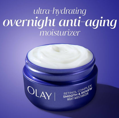 Olay Retinol Gesigbevogtiger, Gladslyp & Hernu Room vir Vroue, Sonder Reuk – Anti-Veroudering, Anti-Rimpel, Maak Fyn Lyne Glad, Verstrakking, Verheldering – Herwinbare Volhoubare Eko-Fles, Nie-Ghrieserig, 56 g
