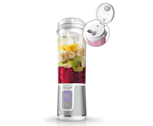 Ninja BC151WH Blast Portable Blender, Cordless, 18oz. Vessel, Personal Blender BPA Free, Leakproof-Lid & Sip Spout, USB-C Rechargeable, Dishwasher Safe Parts - White