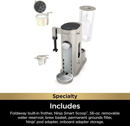 Ninja Pod & Grounds Spesialiteits-Enkelbedien-Koffiemaker, K-Cup Peul Versoenbaar - Klip (PB051ST)