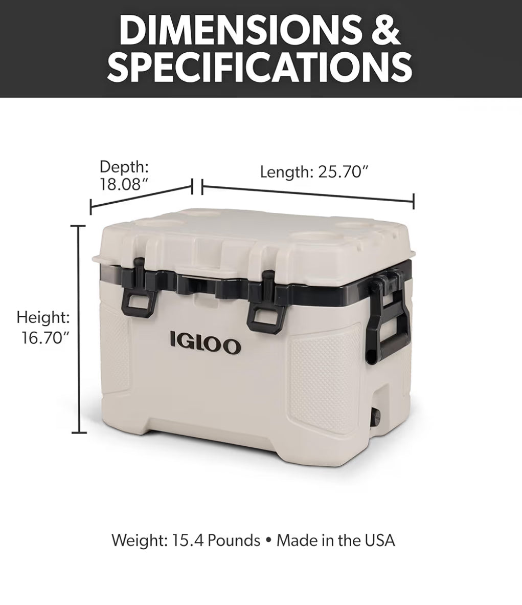 Igloo Trailmate Cooler 50Qt Durable Insulated Hard Shell Ice Chest - Bone