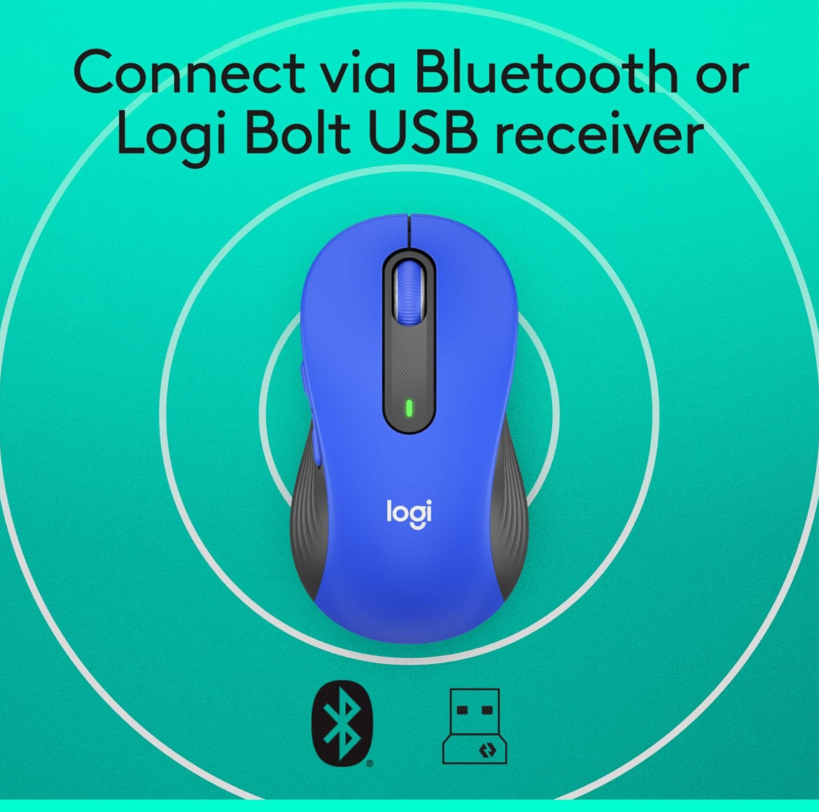 Logitech Draadlose Muis Signature M650 L Volgrootte - Groot Hande, Stil Klieke, Aanpasbare Knoppies, Bluetooth, PC/Mac/Chromebook - Klassieke Blou, Regshandig, Groot