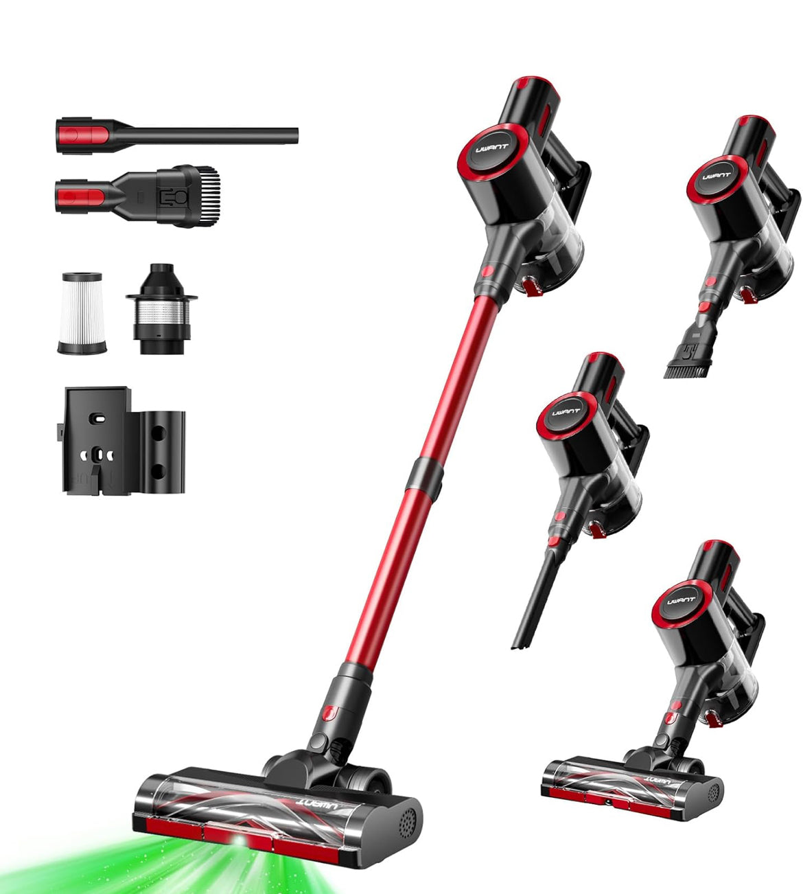 Koordlose Liggewig Handstofsuier 35Kpa Kragtige Suiging Wye Groen Hooflig Stofsuier vir Huis Dierhare Anti-verstrengeling HEPA vir Matte Harde Vloere