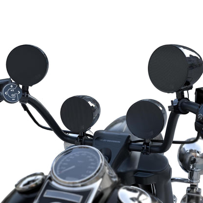 Motorcycle Bluetooth Speakers 4-Speaker Waterproof Audio System
4.25 Inch Full-range Speakers, 1600W Peak Power, Bluetooth/USB/AUX/FM Radio, Subwoofer Output, Fits 7/8-1.25 inch handlebars
