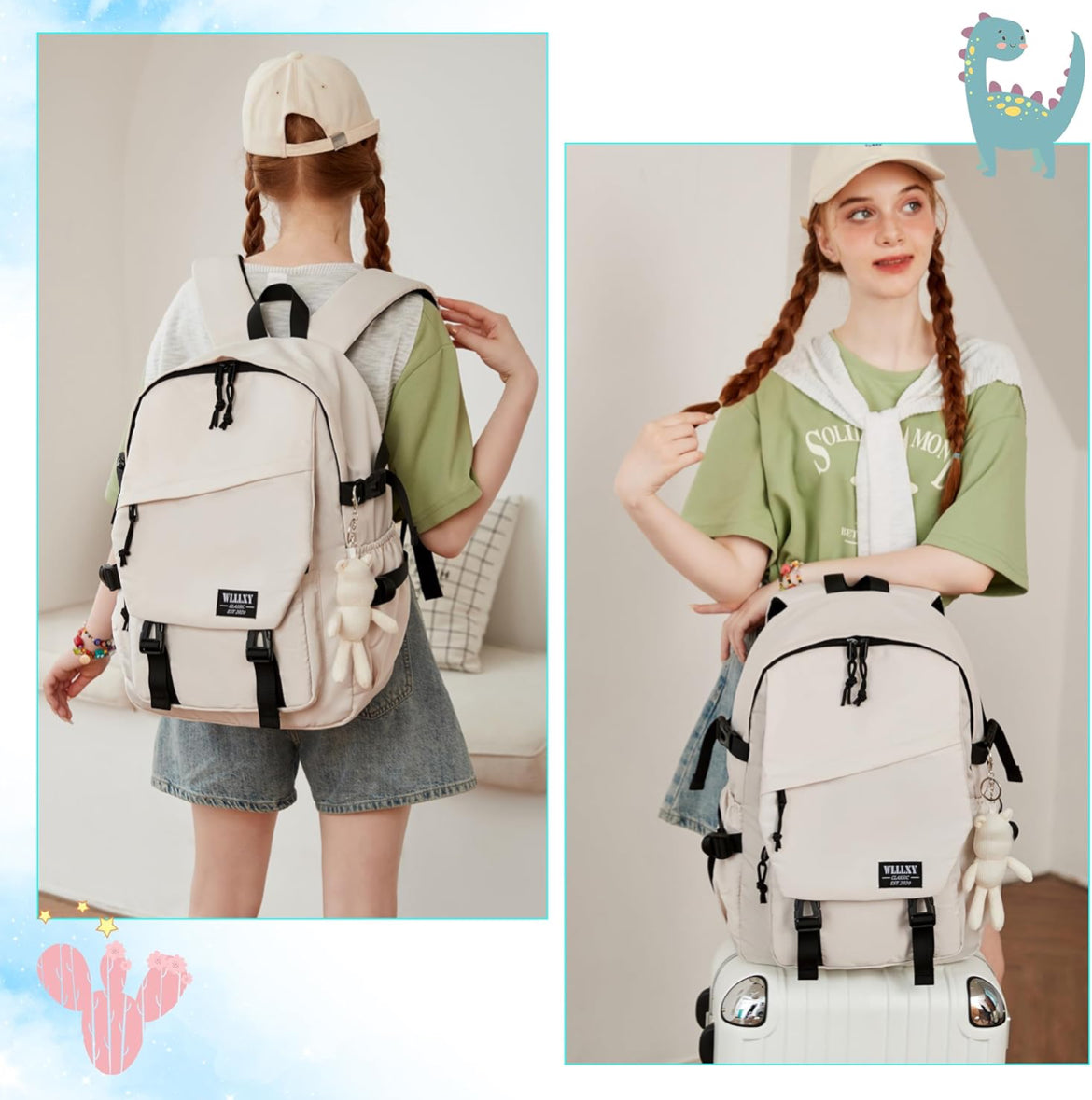 Laptop Backpack for Women, 15.6 Inch Work Laptop Bag Anti Theft Travel Backpacks Large School Bags Bookbag Casual Daypack Computer Bookbags for Teens Girls Students Off white