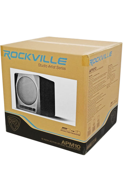 Rockville APM10B 10" 400 Watt Aktiewe Studio Subwoofer Pro Sub + Akoustiese Riser