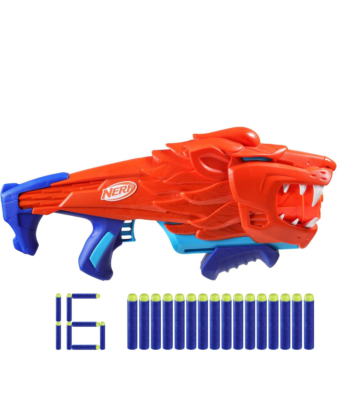 NERF Wild Lionfury, Easy Play Dart Blaster, 16 Nerf Elite Darts, Nerf Blaster Lion Toys for 6 Year Old Boys & Girls & Up, Outdoor Toys