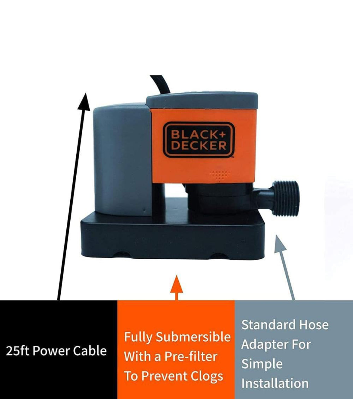 BLACK+DECKER Swembadseilpomp, 350 GPH Outomaties