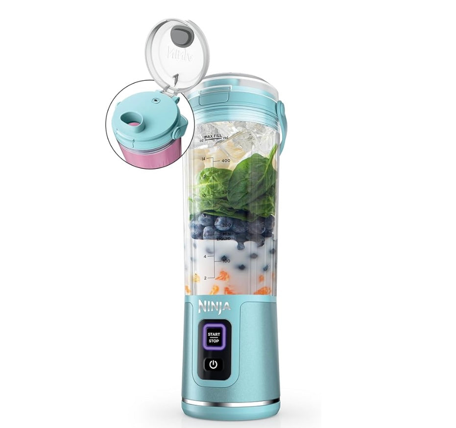 Ninja Blast Portable Blender, Cordless, 18oz. Vessel, Personal Blender For-Shakes and Smoothies- Tinted Aqua, BC151AQ