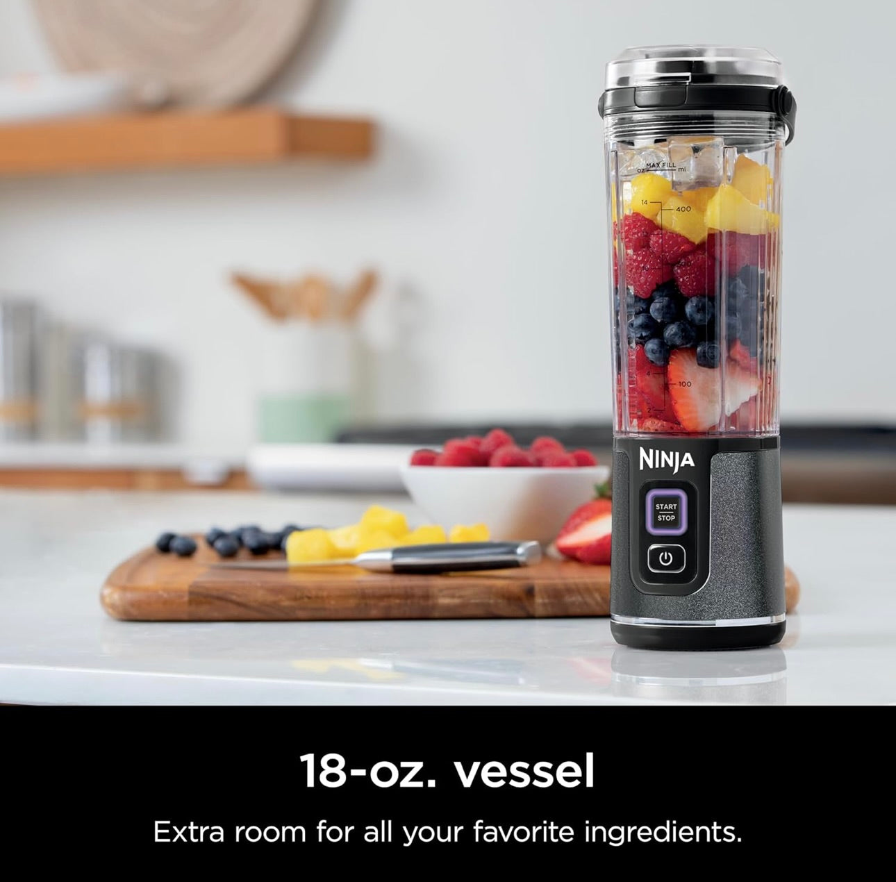 Ninja Blast Portable Blender, Cordless, 18oz. Vessel, Personal Blender for Shakes & Smoothies, BPA Free - Black Glitter, BC152JB