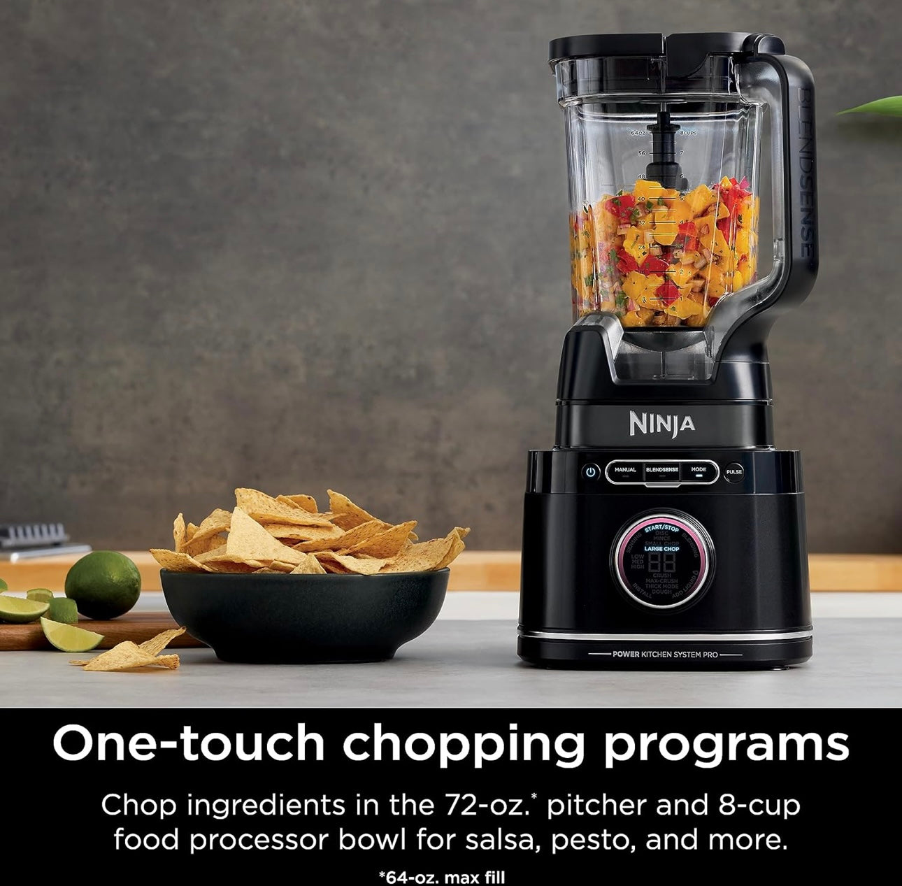 Ninja All-in-One Blender & Food Processor BlendSense Intelligence for Perfectly Smooth Results 1800 Watt - Black TB401