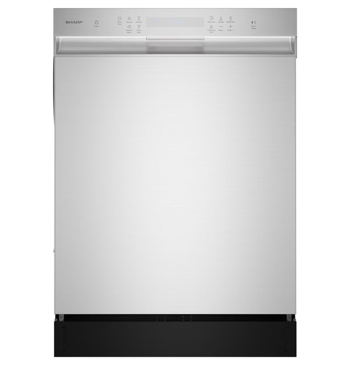 Sharp SDW6504MS Stainless Steel Dishwasher, 24-inch Pocket Handle, 52 dB, Hybrid Tub, 12 Place Settings, 5 Cycles, Heated Dry