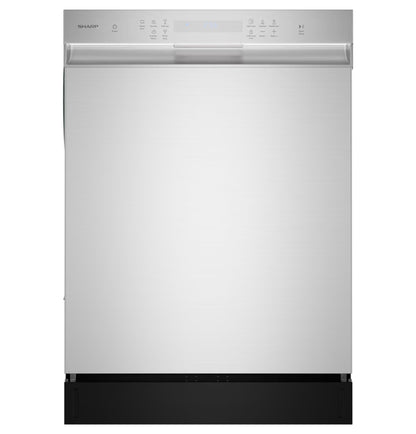 Sharp SDW6504MS Stainless Steel Dishwasher, 24-inch Pocket Handle, 52 dB, Hybrid Tub, 12 Place Settings, 5 Cycles, Heated Dry