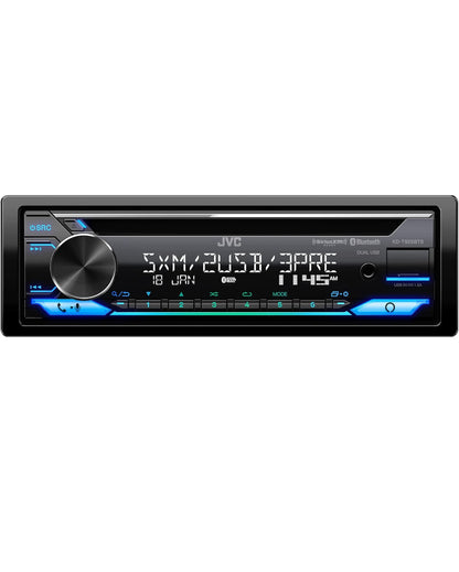 JVC KD-T925BTS Bluetooth-motorradioreceiver met USB-poort – LCD-skerm - AM/FM-radio - MP3-speler - Dubbel DIN – 13-band EQ (Swart)