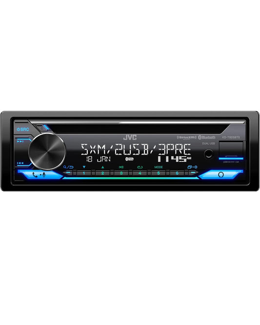 JVC KD-T925BTS Bluetooth-motorradioreceiver met USB-poort – LCD-skerm - AM/FM-radio - MP3-speler - Dubbel DIN – 13-band EQ (Swart)