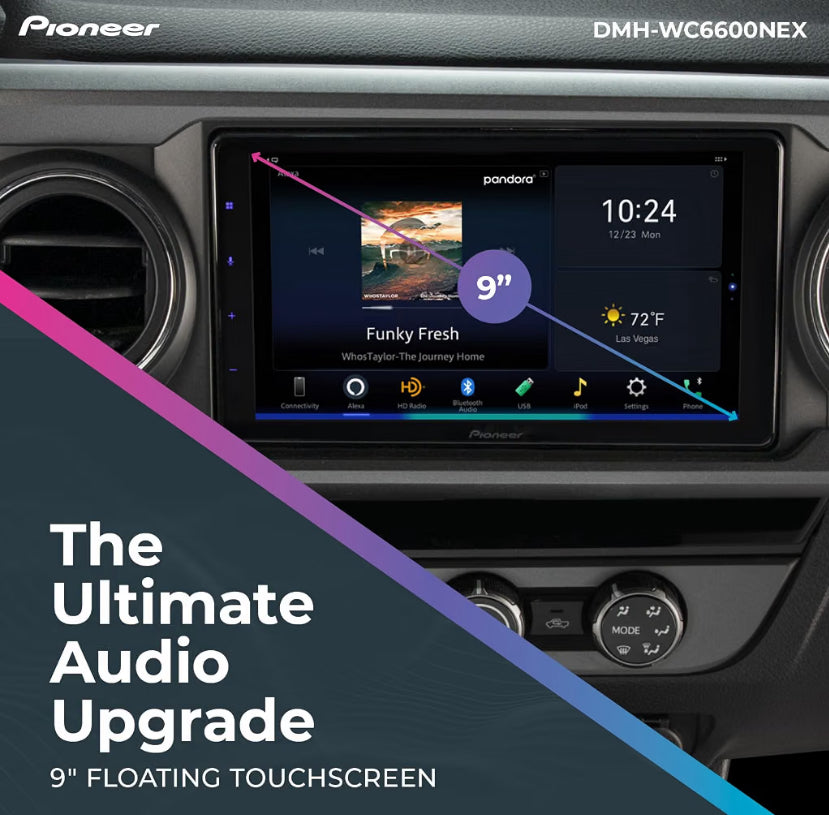 Pioneer DMH-WC6600NEX 9" Capacitive Touchscreen Modular Chassis Car Stereo
Digital Multimedia Receiver, Wireless CarPlay & Android Auto, Amazon Alexa, Bluetooth, HD Radio, Backup Cam, Hi-Volt RCA