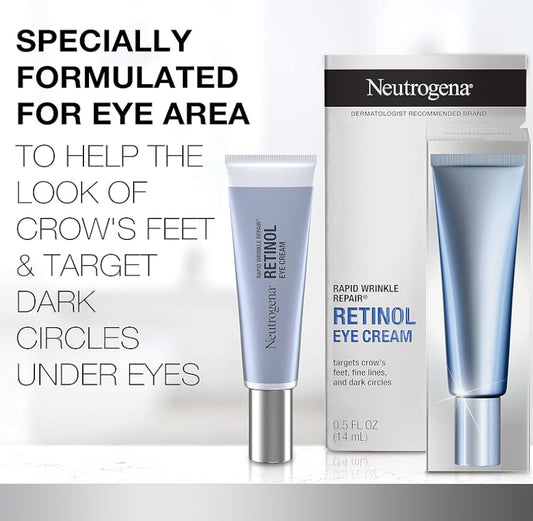 Neutrogena Rapid Wrinkle Repair Retinol-oogroom en hialuroonsuur om fyn lyntjies, plooie en donker kolle te beveg (0.5 fl. oz)