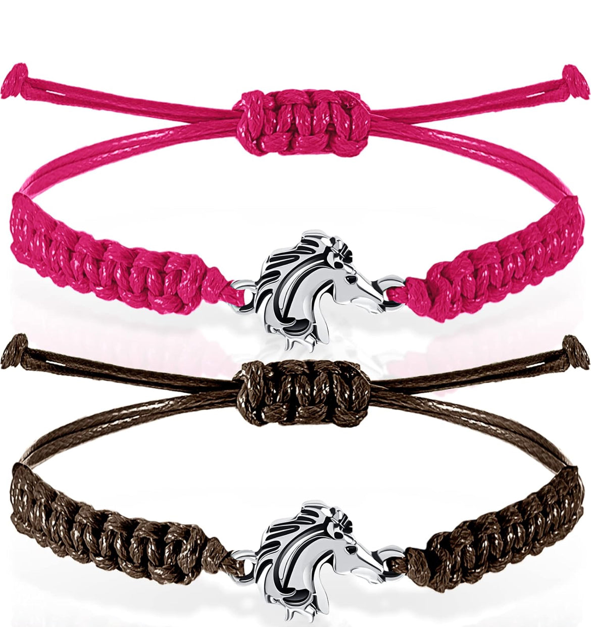 2 Stuks Perdeliefhebbers Ruiter Juweliersware Verstelbare Perdebedeltjie Armbande vir Tieners Meisies Seuns