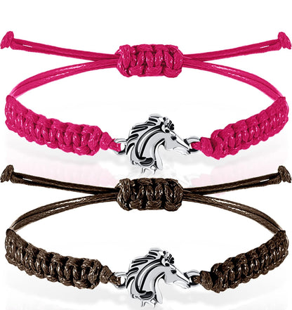 2 Stuks Perdeliefhebbers Ruiter Juweliersware Verstelbare Perdebedeltjie Armbande vir Tieners Meisies Seuns