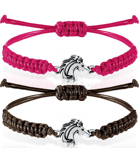 2 Stuks Perdeliefhebbers Ruiter Juweliersware Verstelbare Perdebedeltjie Armbande vir Tieners Meisies Seuns