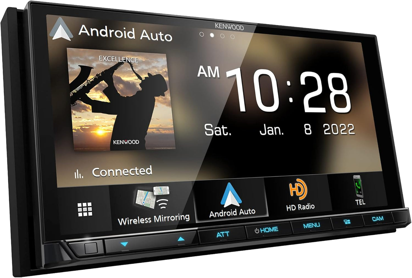 KENWOOD EXCELON Reference 6.8" Volle HD Kapasitiewe Raakskerm Motorstereo-ontvanger, Draadlose Apple CarPlay/Android Auto, Bluetooth, AM/FM HD Radio, MP3-speler, USB-poort, Dubbel DIN, SiriusXM