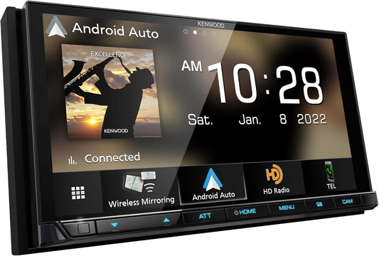 KENWOOD EXCELON Reference 6.8" Volle HD Kapasitiewe Raakskerm Motorstereo-ontvanger, Draadlose Apple CarPlay/Android Auto, Bluetooth, AM/FM HD Radio, MP3-speler, USB-poort, Dubbel DIN, SiriusXM