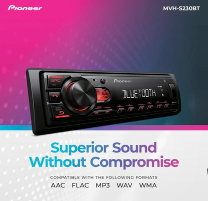 Pioneer MVH-S230BT Bluetooth-motorstereo met USB-ingange, slimfoonkonnektiwiteit, handvrye oproepe