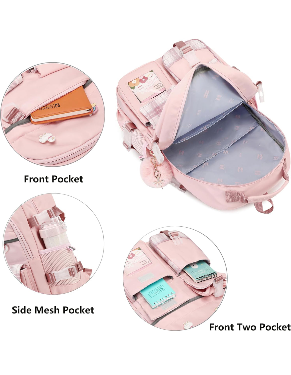 Backpack for Girls, 15.6 Inch Laptop School Bag Kids Kindergarten Elementary College Backpacks Large Bookbags for Teen Girl Women Students Casual Travel Daypacks (Pink)