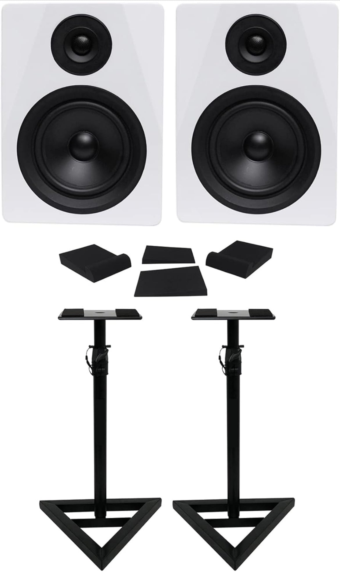 Rockville (2) DPM5W Dual Powered 5.25" 300w Active Studio Monitors+Stands+Pads