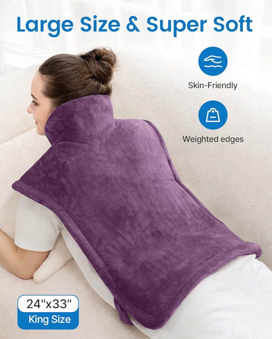 Back Heating Pad for Back Pain Relief - Neck and Shoulder Heat Pad, Auto Shut Off - (Purple)