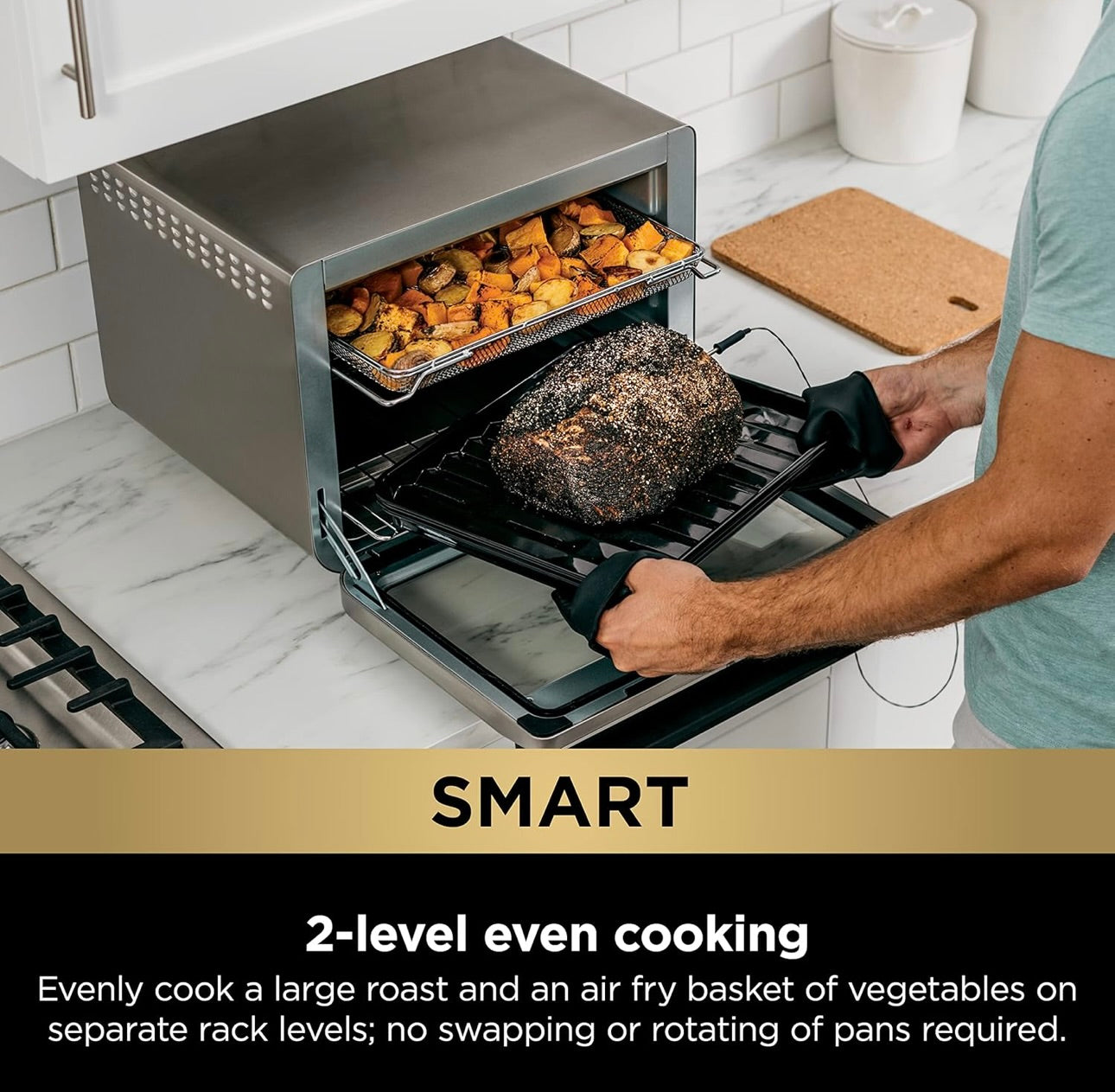 Ninja DT251 Foodi 10-in-1 Smart XL Air Fry Oven, Bake, Broil, Toast, Roast, Digital Toaster True Surround Convection up to 450°F-Silver
