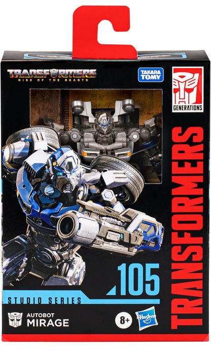 Transformers Speelgoed Studio Series Deluxe Rise of The Beasts 105 Autobot Mirage Speelding, 4.5-duim, Aksiefiguur vir Seuns en Dogters Ouderdomme 8 en Op
