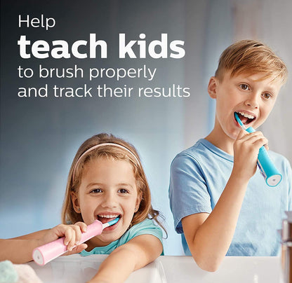 Philips Sonicare for Kids 3+ Bluetooth-gekoppelde Herlaaibare Elektriese Kragtandeborsel, Interaktief vir Beter Borsel, Turkoois, HX6321/02
