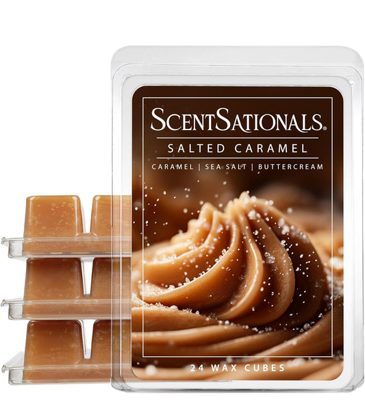 Scentsationals Wax Melts Strong Scent - Salted Caramel Buttercream - Long Lasting Scented Melts for Warmers, 10oz (Pack of 4)