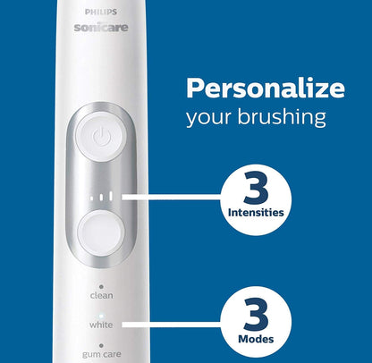 Philips Sonicare ProtectiveClean 6500 Herlaaibare Elektriese Tandeborsel, met Druksensor, 3 Skoonmaakmodusse, SmarTimer en QuadPacer, 14 Dae Batterylewe, Laai-reistas, Pienk, HX6462/06