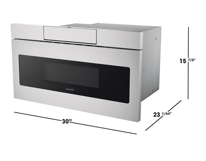 SHARP SMD3070ASY Microwave Drawer Oven, 30-inch, 1.2 Cubic Feet, 950 Watt, Concealed Angled Touch Control Panel with Digital LCD Display, Stainless Steel