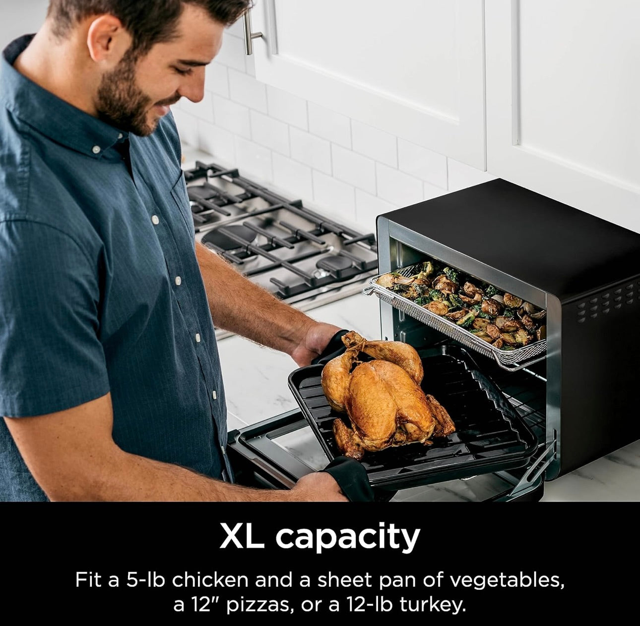 Ninja DT202BK Foodi 8-in-1 XL Pro Air Fry Oven, Large Countertop Convection and Digital Toaster Oven - 1800 Watts (Black )