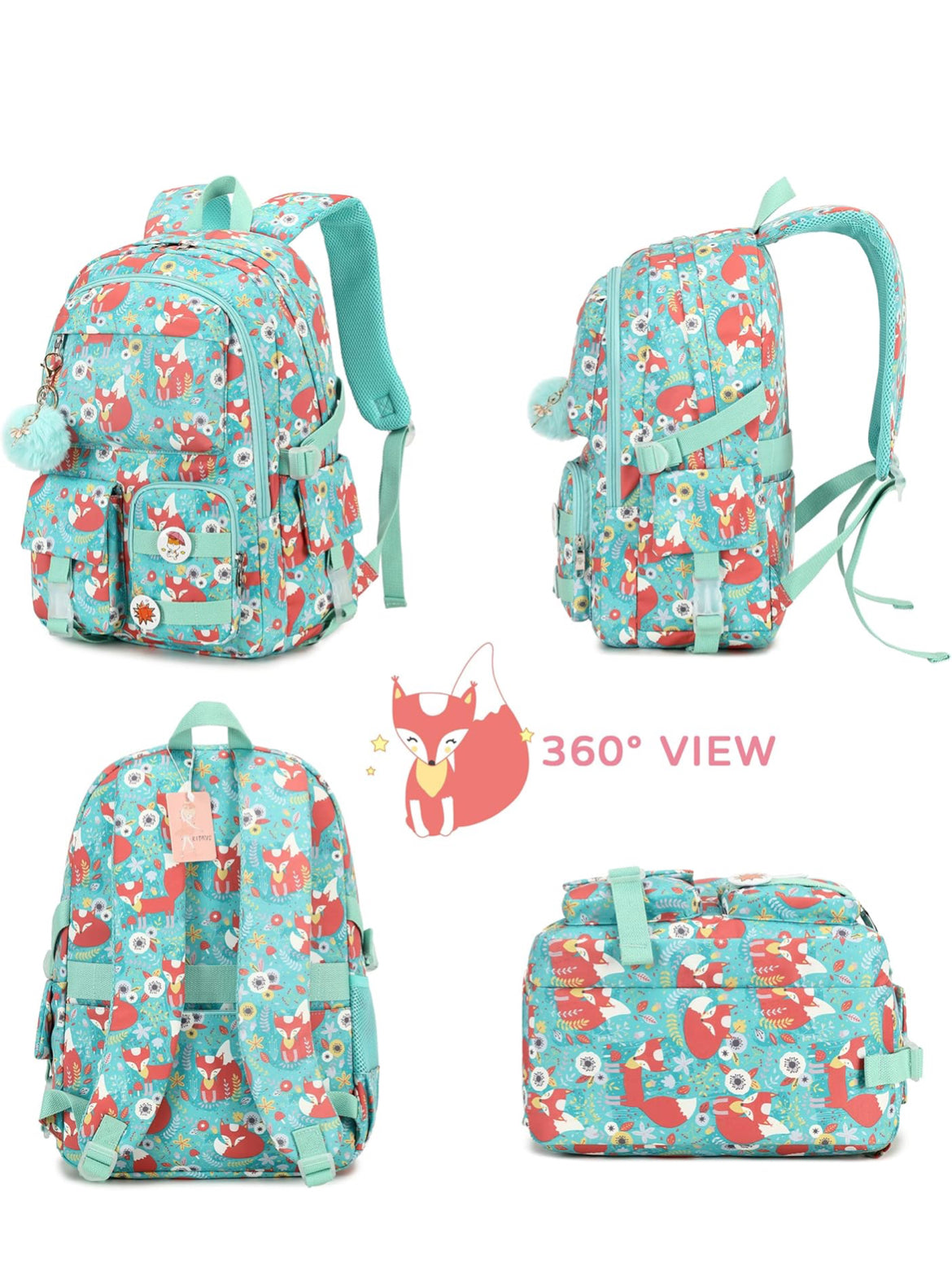 Girls Backpack,15.6 Inch Laptop School Bag Large Primary Elementary Middle College Bookbags Kids Backpacks for Teens Girl Women Students Anti Theft Travel Daypack (Green)