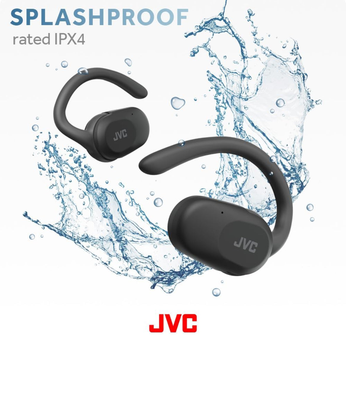 JVC Nearphones Open Ear Ware Draadlose Oorfone met Spilbewegingsmeganisme, 16mm Groot Drywerklank, Enkeloor-gebruik, BT 5.4, Lang Batterylewe (tot 26 Uur) - HANP40TB (Swart)