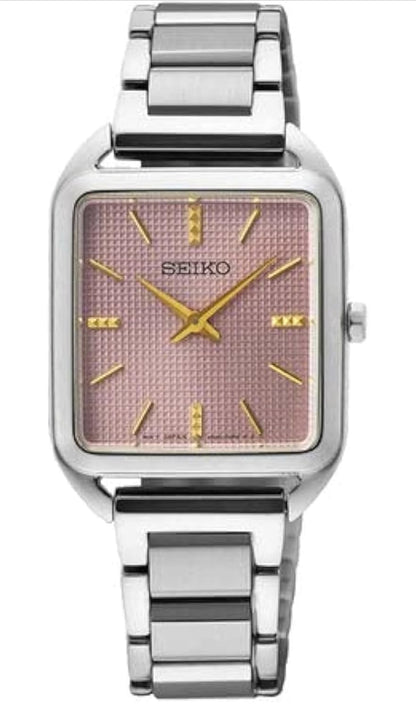 SEIKO Essentials SS Kwarts Malva Pienk Skakering dameshorlosies