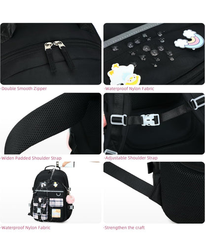 Backpack for Girls, 15.6 Inch Laptop School Bag Kids Kindergarten Elementary College Backpacks Large Bookbags for Teen Girl Women Students Casual Travel Daypacks (Black)